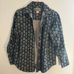 Barn Fly Men’s Green Paw Print Button Up Long Sleeve - Size M